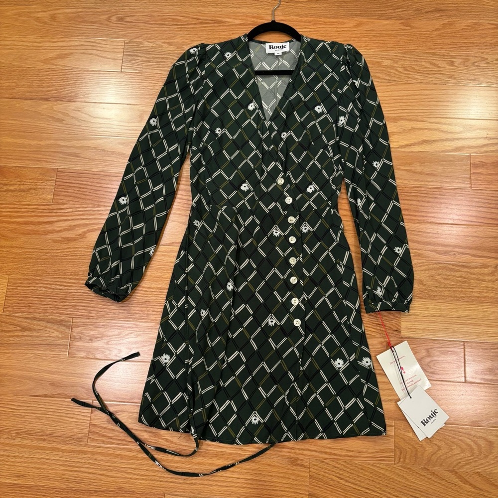 NWT Rouje Gabinette Green Wrap Dress